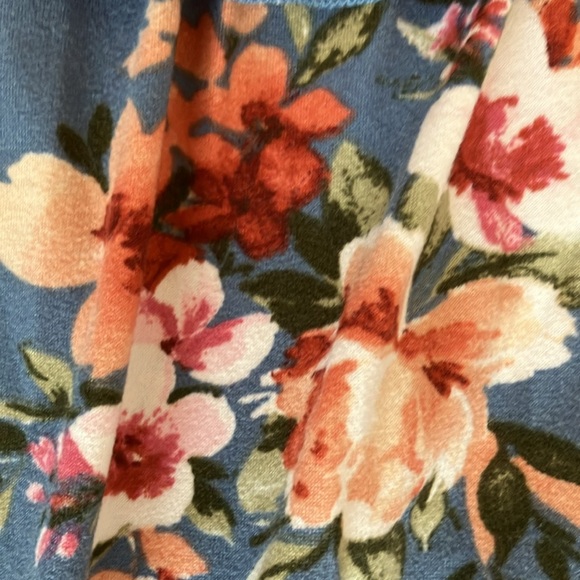 Girls stretchy blue floral jumpsuit - Picture 3 of 4